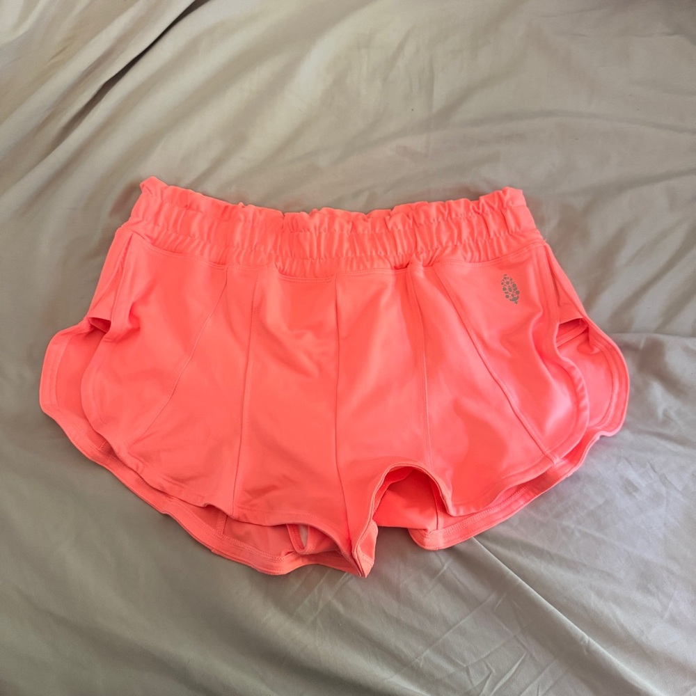 Free People Neon Coral Athletic Shorts